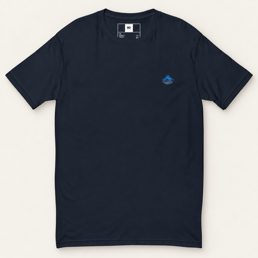 the classic mt hood fitted tee on a warm neutral studio background