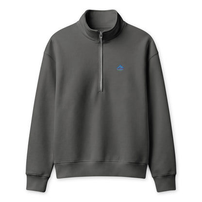 Mount Hood Heavyweight Half-Zip Fleece in asphalt, front product mockup