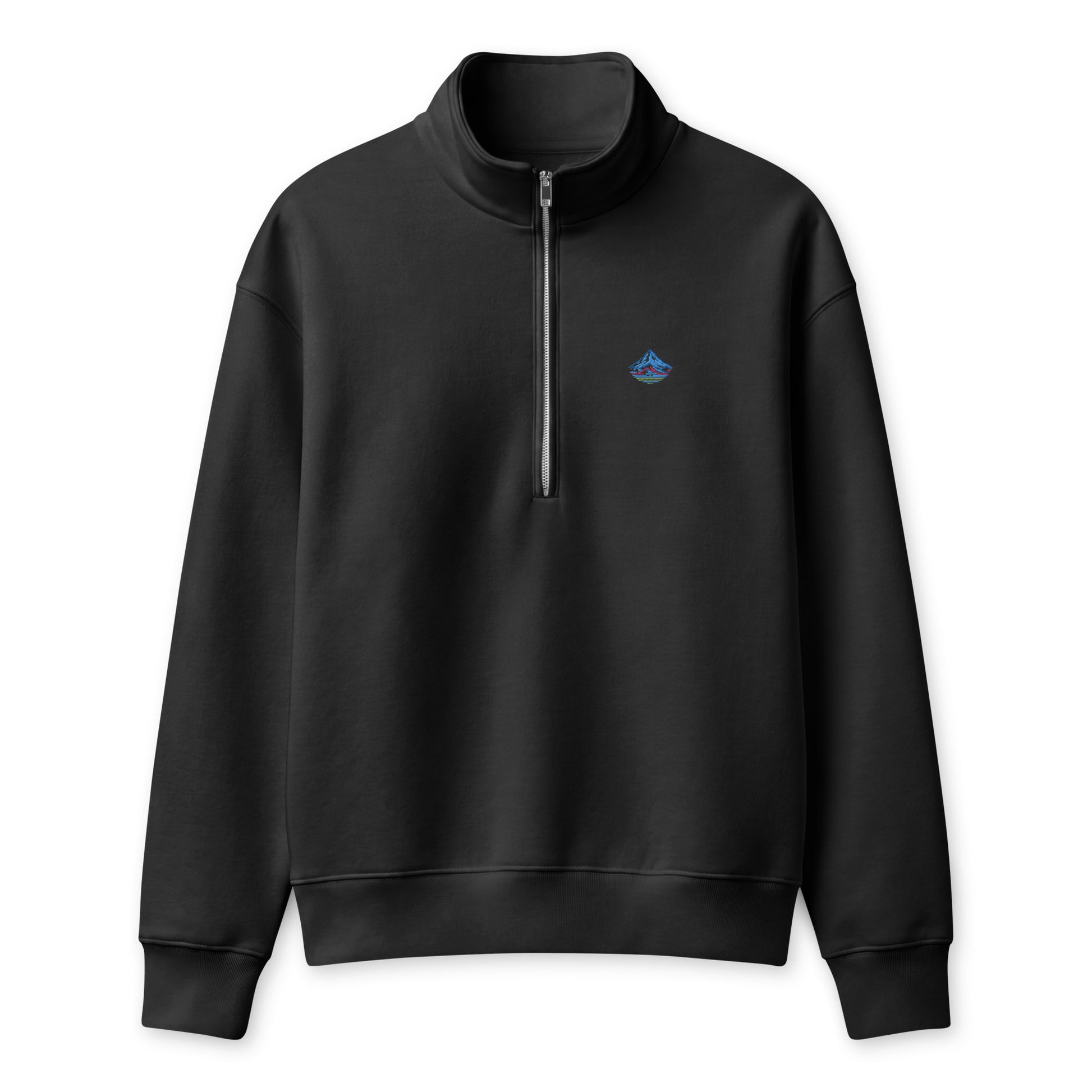 Mount Hood Heavyweight Half-Zip Fleece in black, front product mockup