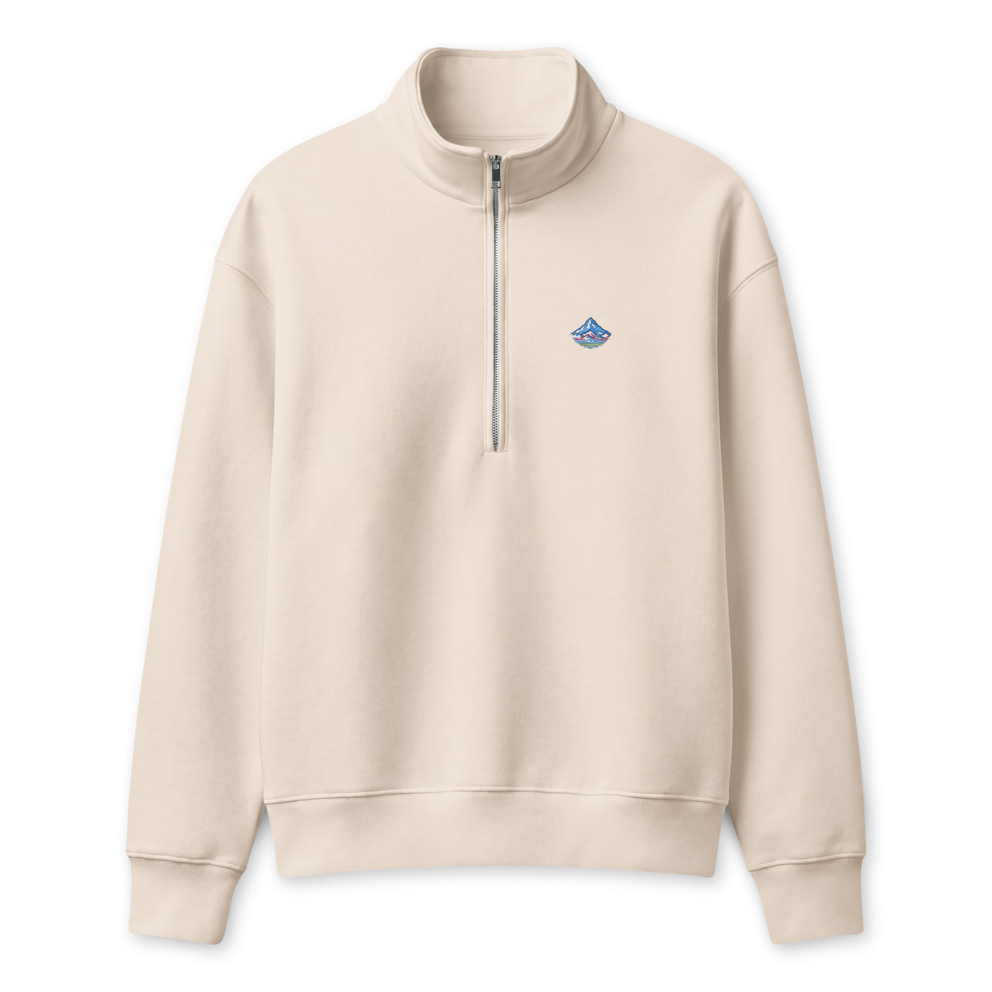 Mount Hood Heavyweight Half-Zip Fleece in dust, front product mockup
