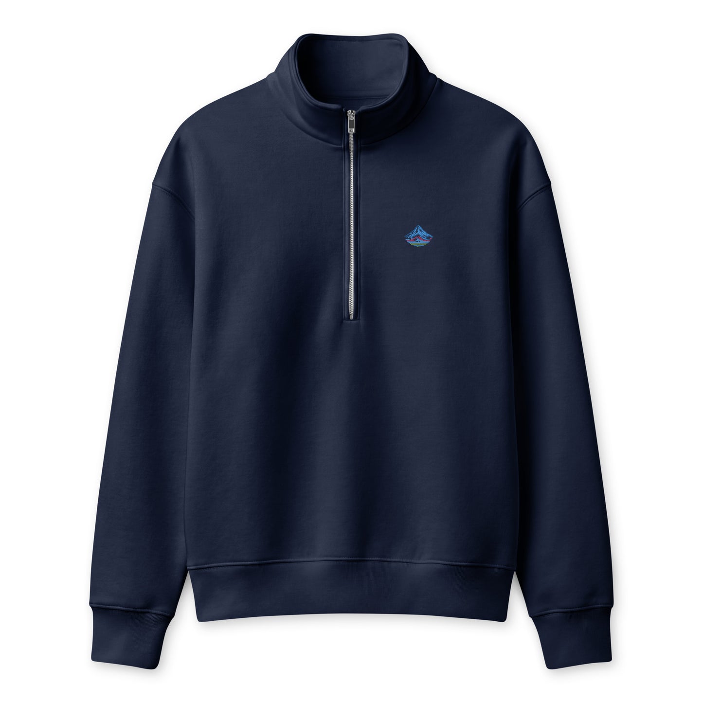 Mount Hood Heavyweight Half-Zip Fleece in navy, front product mockup