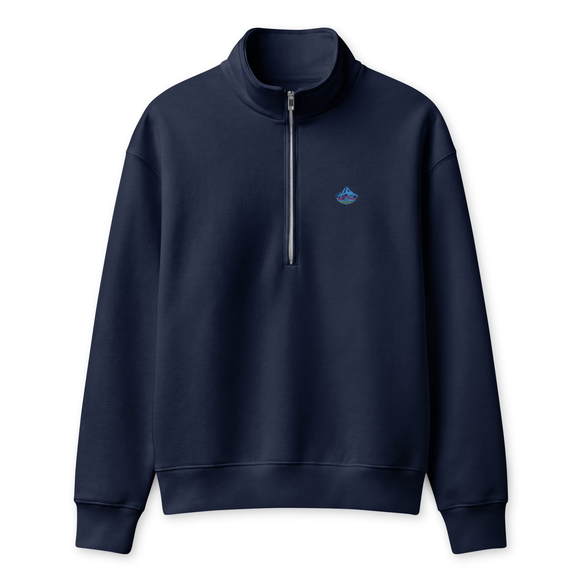 Mount Hood Heavyweight Half-Zip Fleece in navy, front product mockup
