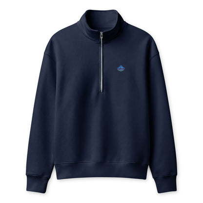 Mount Hood Heavyweight Half-Zip Fleece in navy, front product mockup