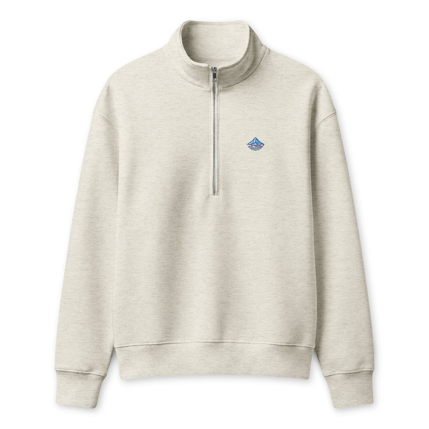 Mount Hood Heavyweight Half-Zip Fleece in vintage heather grey, front product mockup